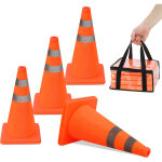 Wolketon lot de 4 c�nes de signalisation pliables 45 cm orange avec bandes r�fl�chissantes ? c�nes de ...