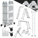 Wolketon 7 in 1 echelle pliante articul�e 4x3 marches, echafaudage multifonction, ecarteur de mur, escabeau, ...