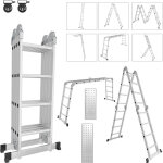 Wolketon 7 in 1 echelle pliante articul�e 4x4 marches, echafaudage multifonction, ecarteur de mur, escabeau, ...