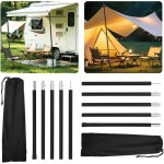 Wolketon auvent de tente d'ext�rieur en alu de 2 m noir 2pcs avec poteau de support pliable pour randonn�e ...