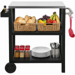 Wolketon chariot de barbecue ext�rieur � 3 �tages, table de grill avec plateau en acier inoxydable, desserte ...