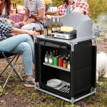 Wolketon cuisine de camping avec 2 tiroirs, table de cuisine d'ext�rieur avec plan de travail et rebord ...