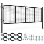 Wolketon portail de jardin double battant - anthracite, 300x100cm - portillon grillag� - avec poign�e, ...