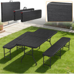 Wolketon set brasserie pliant 3 pi�ces table 180 cm avec 2 bancs hdpe acier, capacit� 6 - 10 personnes, ...