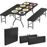 Wolketon table et bancs pliants 3 pi�ces pour 6 - 10 personnes set brasserie 180 cm hdpe + acier portable ...