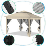 Wolketon tonnelle ext�rieure pliante 3, 3 � 3, 3 m avec moustiquaire, double toit, beige