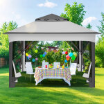 Wolketon tonnelle pop - up de jardin 3, 3 � 3, 3 m pliante avec moustiquaire, installation rapide, grise ...