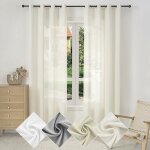 1 pi�ce rideau de no�l en lin souple translucide, 135x245 cm, voilage de fen�tre avec oeillets, d�coration ...