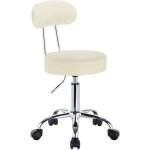 Woltu - 1 x tabouret de bar pivotant, tabouret de travail  roulettes, chaise de bureau avec dossier, ...