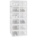 Woltu - 12 x boîtes à chaussures, boîtes de rangement transparente en plastique, pliables et empilables ... Woltu - 12 x boîtes à chaussures, boîtes de rangement transparente en plastique, pliables et empilables ...