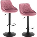 Woltu - lot de 2 tabourets de bar si�ge bien rembourr� en velours hauteur r�glable pieds en m�tal, rose ...