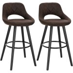Woltu - lot de 2 tabourets de bar en tissu scientifique, chaises de bar structure en bois massif, brun ...