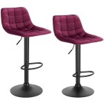 Lot de 2 tabourets de bar woltu en velours et mtal, chaises de comptoir rglable en hauteur et rotatif, ...
