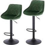 Woltu - lot de 2 tabourets de bar en velours + m�tal tabourets de cuisine hauteur r�glable, vert fonc� ...