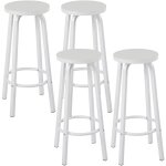 Lot de 4 tabourets de bars woltu rond structure en mtal assise en mdf, blanc