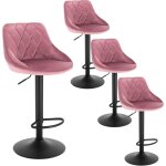 Woltu - lot de 4 tabourets de bar si�ge bien rembourr� en velours, hauteur r�glable pieds en m�tal, rose ...