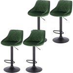 Woltu - lot de 4 tabourets de bar en velours + m�tal tabourets de cuisine hauteur r�glable, vert fonc� ...
