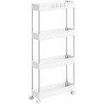 Woltu chariot de rangement 4 niveaux, desserte � roulettes en plastique et m�tal, avec 4 crochets, 41, ...