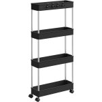 Woltu chariot de rangement 4 niveaux, desserte � roulettes en plastique et m�tal, avec 4 crochets, 41, ...