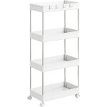 Woltu chariot de rangement 4 niveaux, desserte � roulettes en plastique et m�tal, avec 4 crochets, 41, ...