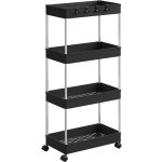 Woltu chariot de rangement 4 niveaux, desserte � roulettes en plastique et m�tal, avec 4 crochets, 41, ...
