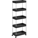 Woltu chariot de rangement 5 niveaux, desserte � roulettes en plastique et m�tal, avec 4 crochets, 41, ...