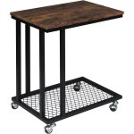 Woltu - table d'appoint, style industriel, bout de canap�, table de chevet en mdf et m�tal, portable ...
