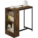 Woltu - table bar 91x49x91 cm, table haute avec 3 compartiments de rangement, table cuisine, marron rustique ...