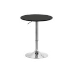 Woltu - table de bar en mdf avec pied, table ronde, hauteur r�glable, noir
