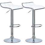 Tabourets de bar lot de 2 en cuir synth�tique et acier chrom�, 38 x 40 x (64 - 86)cm, blanc - woltu
