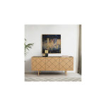 Woodman - buffet 3 portes 175x45x75 cm dcor losanges naturel et noir