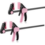 Workpro jeu de 2 serre - joints rose en acier et nylon renforc� pour fixation pr�cise, largeur de serrage ...