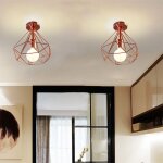 Wottes - lot de 2 plafonnier industriel rétro lampe de plafond intérieur Éclairage cage métal Ø26cm rouge ... Wottes - lot de 2 plafonnier industriel rétro lampe de plafond intérieur Éclairage cage métal Ø26cm rouge ...
