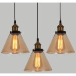 Lot de 3 suspension luminaire industrielle vintage plafonniers lustre edison lampe suspensions verre ...