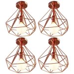 Wottes - lot de 4 plafonnier industriel rtro lampe de plafond intrieur clairage cage mtal 26cm rouge ...