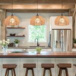 Wottes e27 suspension luminaire vintage industrielle 3pcs, 25cm abat - jour ronde en mtal noir et rotin ...