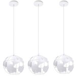 Lampe suspension moderne e27 20cm suspension luminaire mtal pour salon chambre couloir blanc - 3pcs ...