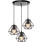 Wottes - lampes suspension vintage industrielle lustre suspension mtal 3 lampes de plafond abat - jour ...