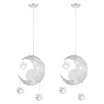 Wottes - led suspension luminaire moderne lustre lune toiles lumire plafonnier avec 5 ampoules 25cm ...