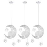 Wottes - led suspension luminaire moderne lustre lune toiles lumire plafonnier avec 5 ampoules 25cm ...