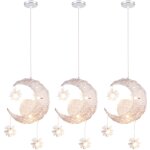 Led suspension luminaire moderne lustre lune toiles lumire plafonnier avec 5 ampoules 32cm lumire ...