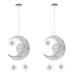 Led suspension luminaire moderne lustre lune toiles lumire plafonnier avec 5 ampoules 32cm lumire ...