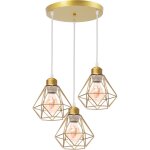 Lustre industriel mtal e27 lampes suspension vintage 3 luminaire plafonnier abat - jour forme de cage ...