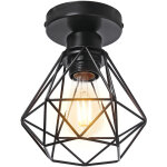 Wottes - plafonnier industriel e27 vintage luminaire suspension de plafond abat - jour diamant �16cm ...