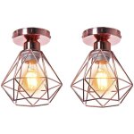 Plafonnier industriel e27 vintage luminaire suspension de plafond abat - jour diamant 16cm pour chambre ...