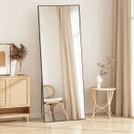Wowttrelax - miroir sur pied 162 x 52 cm? cadre en aluminium noir minimaliste ? grand miroir mural moderne ...
