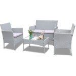 Wowttrelax salon de jardin meubles de jardin en r�sine tress�e 4 personnes avec 2 fauteuils, 1 canap� ...