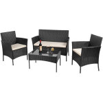Wowttrelax salon de jardin meubles de jardin en r�sine tress�e 4 personnes avec 2 fauteuils, 1 canap� ...