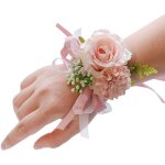 Wrist boutonniere set with rose flowers, handmade artificial set, bridal hand flower, boutonniere for ...