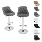 Hofuton lot de 2 tabourets de bar, hauteur réglable et rotation à 360° (85 - 105cm), gris Hofuton lot de 2 tabourets de bar, hauteur réglable et rotation à 360° (85 - 105cm), gris